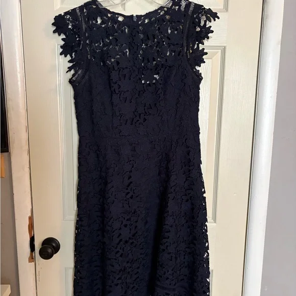 Eliza J Navy Floral Lace High-Low Cocktail Dress - Picture 4 of 5